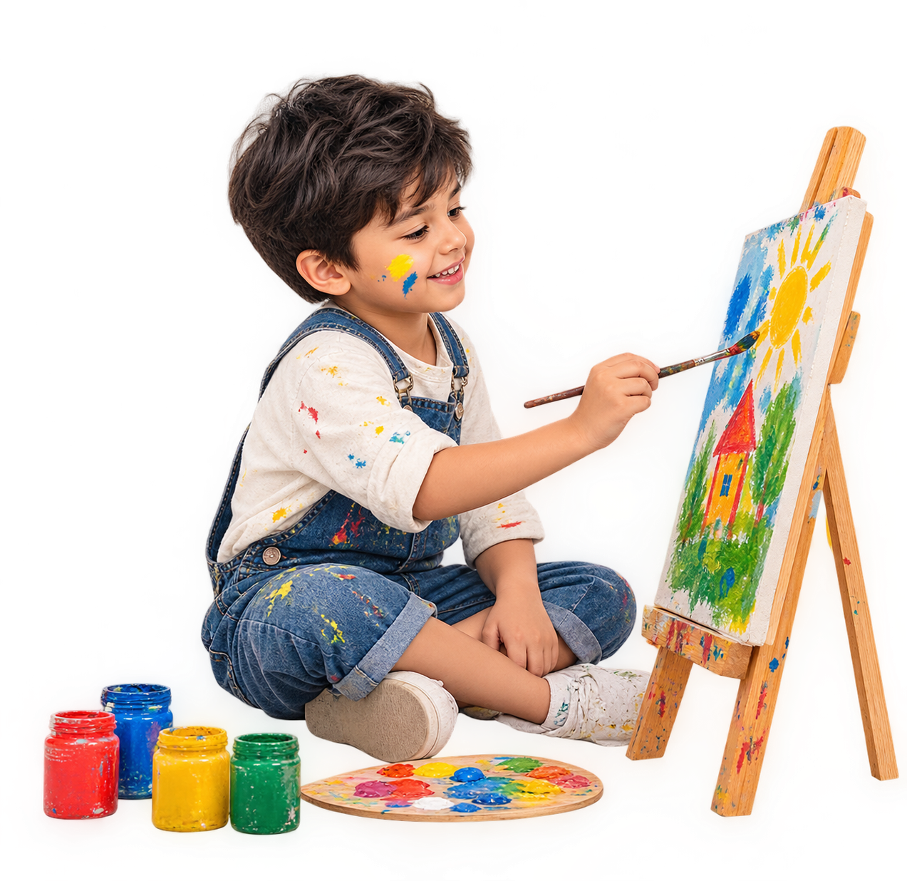 Child creating a painting